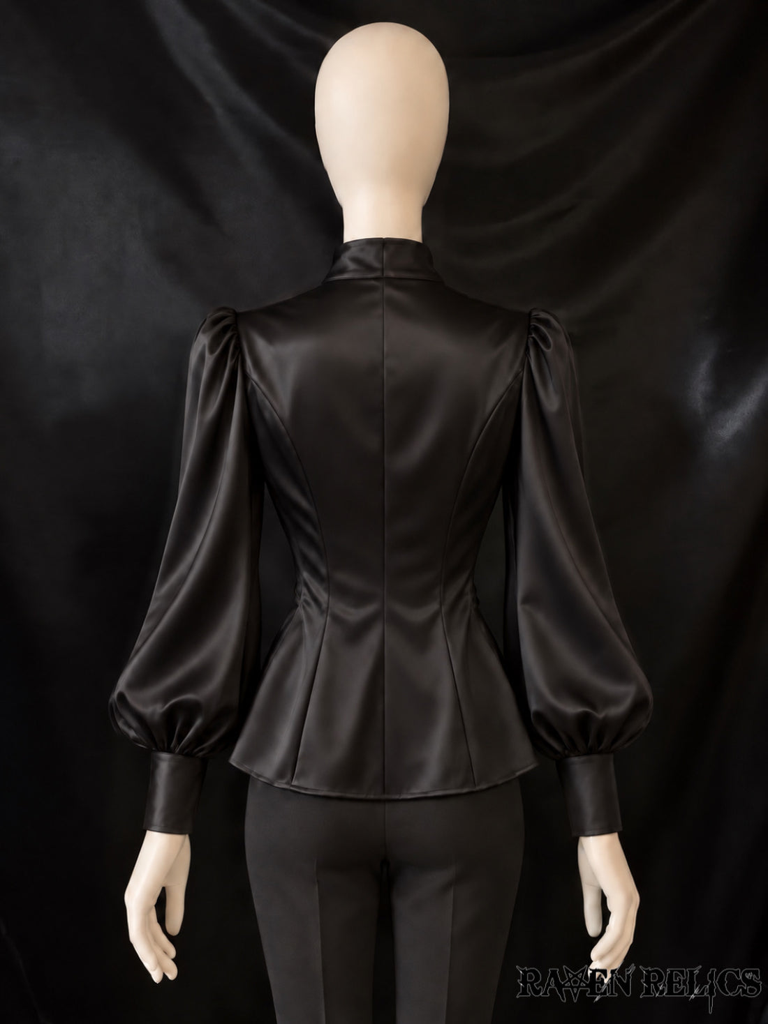 Satin Funeral | Black Gothic Satin Blouse