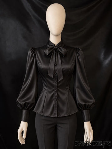 Satin Funeral | Black Gothic Satin Blouse