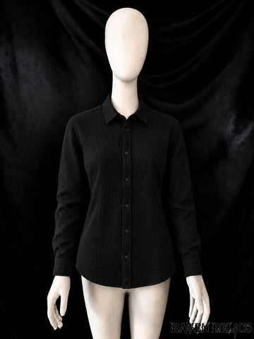 NOCTURNE Women’s Black Cotton Muslin Shirt